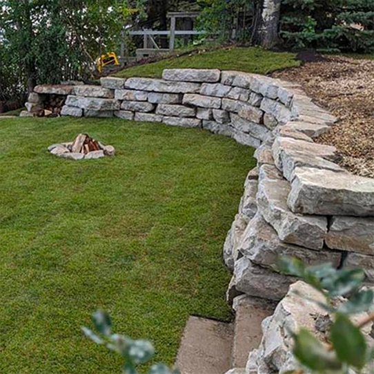 Retaining wall in Edmonton by Blue Isle contractors