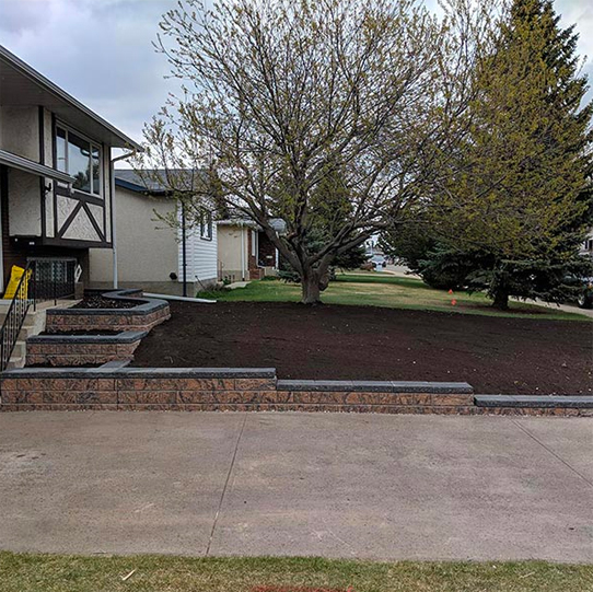 Front yard grading by Blue Isle Edmonton, grading contractors